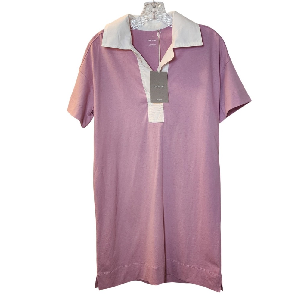 Everlane Womens Organic Cotton Polo Shirtdress Mauve Pink XS NWT F-DRS-OCTN-POLO